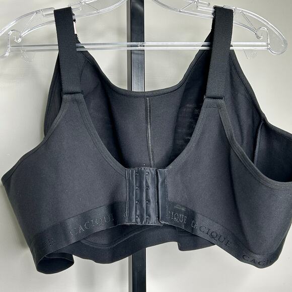 Cacique 52DD bra- black cotton UL NW scoop wireless full coverage NWOT - Picture 2 of 4